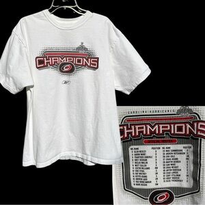 🏒Vintage 2006 Carolina Hurricanes Stanley Cup Champions T-Shirt Roster Size XL
